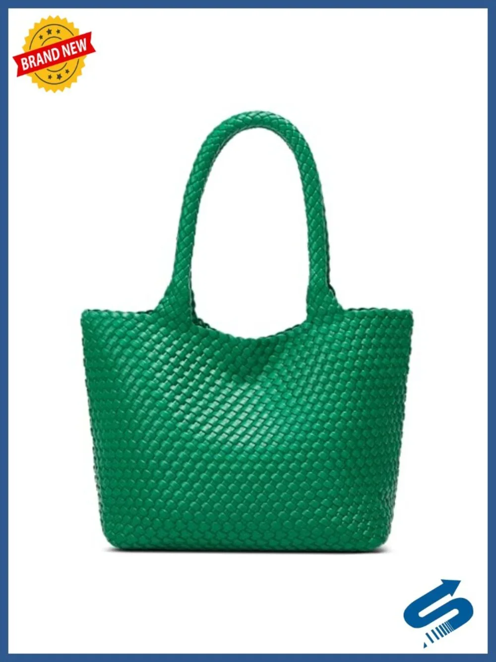 Vegan Leather Woven Tote Bag for Women with Detachable Clutch